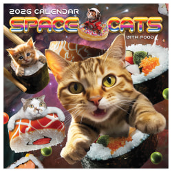 2026 TF Publishing Humor & Comics Mini Monthly Wall Calendar, 7" x 7", Space Cats, January To December