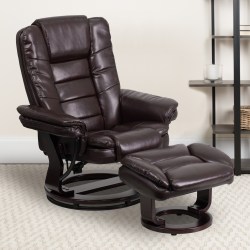 Flash Furniture LeatherSoft™ Faux Leather Recliner And Ottoman, Brown/Mahogany