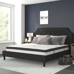 Flash Furniture Brighton Tufted Upholstered Platform Bed With 10" CertiPUR-US Certified Foam And Pocket Spring Mattress, King, Black