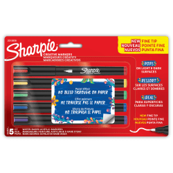 Sharpie Creative Markers, Water-Based Acrylic Paint Markers, Fine Tip, Assorted Core Colors, 5 Count