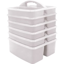 Teacher Created Resources Plastic Storage Caddy, White, Pack Of 6