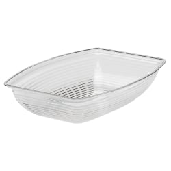 Cambro Camwear Rectangular Ribbed Bowls, 5 Qt, Clear, Pack Of 4 Bowls