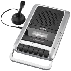 Jensen® Stereo USB MCR-100 Cassette Player, 3-3/8"H x 4-7/16"W x 1-1/4"D, Black