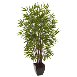 Nearly Natural Bamboo 60"H Silk Tree With Planter, 60"H x 37"W x 30"D, Green