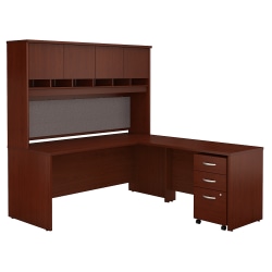 Bush Business Furniture 72"W L-Shaped Corner Desk With Hutch And Mobile File Cabinet, Mahogany, Standard Delivery