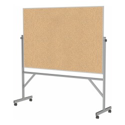 Ghent Reversible Natural Cork Bulletin Board, 78 1/4" x 77" , Aluminum Frame With Silver Finish
