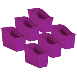 Teacher Created Resources Plastic Book Bins, 7-1/2"H x 11-3/8"W x 5-1/2"D, Purple, Pack Of 6 Bins