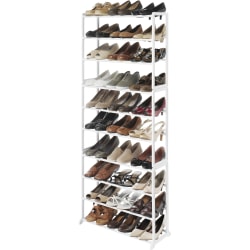 Whitmor 6780-3048-WHT Shoe Rack, 60 x Shoes, 54.76"H x 22.52"W x 9.02"D, Floor, Durable, White, Resin, Metal, 1