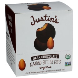 Justin's Nut Butter Cups, Organic Almond Butter Dark Chocolate, 1.4 Oz, Total Qty 12