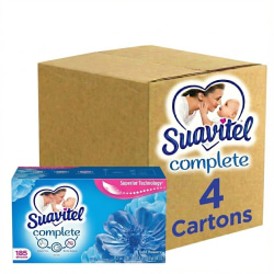 Suavitel Complete Dryer Sheets, Field Flowers Scent, 185 Sheets Per Box, Case Of 4 Boxes