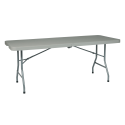 WorkSmart Resin Multi-Purpose Center-Fold Table With Wheels, 29-3/4"H x 72-1/2"W x 30"D, Light Gray