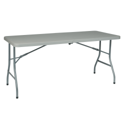 Office Star WorkSmart Resin Multi Purpose Center Fold Table With Wheels, 29 3/10"H x 61"W x 30"D, Gray