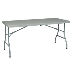 WorkSmart Resin Multi-Purpose Center-Fold Table With Wheels, 29-3/10"H x 61"W x 30"D, Gray