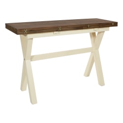 Office Star™ Albury Wood Square Flip-Top Table, 31-1/4"H x 47-13/16"W x 31-7/8"D, Wood Stain/Antique White