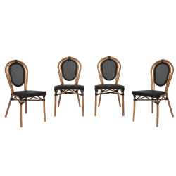 Flash Furniture 4 Pack Marseille Indoor/Outdoor Commercial Thonet Bistro Stacking Chair, Black/Natural Frame -4SDA6422STXTBKN