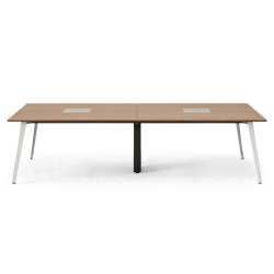 Branch Furniture Quad Computer Desk, 120" x 60", Walnut/White