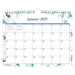 2025 Blue Sky Monthly Wall Calendar, 11" x 8-3/4"", Lindley, January 2025 To December 2025