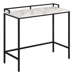 Office Star™ Brighton Rectangle Console Table, 32"H x 36"W x 14"D, White Marble/Black