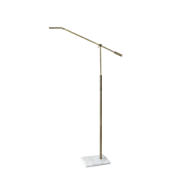 Adesso® Vera LED Floor Lamp, 61"H, Antique Brass Shade/White Marble Base