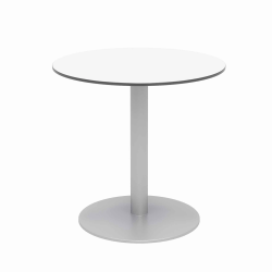 KFI Studios Eveleen Round Outdoor Patio Table, 29"H x 30"W x 30"D, Designer White/Silver