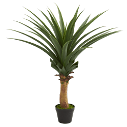 Nearly Natural 42" Artificial Agave Plant With Pot, Green/Black
