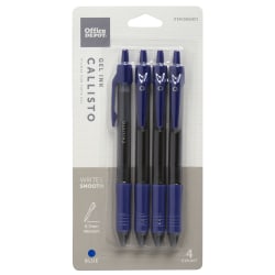 Office Depot® Brand Callisto Retractable Gel Ink Pens, Medium Point, 0.7 mm, Blue Barrel, Blue Ink, Pack Of 4 Pens