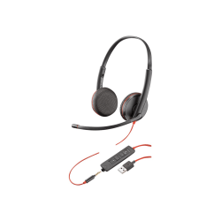 Poly Blackwire C3225 Headset - Stereo - Mini-phone (3.5mm), USB Type C - Wired - 32 Ohm - 20 Hz - 20 kHz - Over-the-head - Binaural - Ear-cup - 7.40 ft Cable - Omni-directional, Noise Cancelling Microphone - Noise Canceling