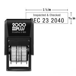 Custom 2000 Plus® PrintPro™160D Self-Inking Micro Dater/Date Stamp, 1 Or 2 Color, 9/16" x 1-1/8"" Rectangle