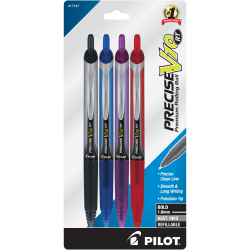 Pilot Precise V10 Retractable Rolling Ball Pens, Bold Point, 1.0 mm, Assorted, Pack Of 4 Pens