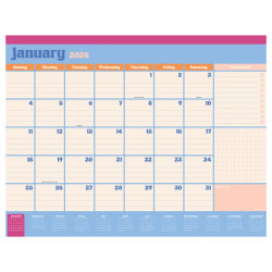 2026 TF Publishing Medium Desk Pad Blotter Calendar, 12" x 17", Sherbet, January To December