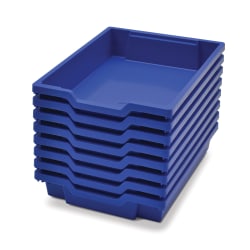 Gratnells Shallow F1 Tray, Heavy Duty School, Industrial & Utility Bins, 12.3" x 16.8" x 3", Royal Blue, Pack Of 8