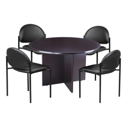 Boss Office Products Conference Table And Stackable Chairs Set, Mocha/Black