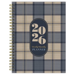 2026 TF Publishing Medium Weekly/Monthly Planner, 6-1/2" x 8", Classic Plaid, January To December