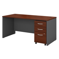 Bush Business Furniture Components 66"W Office Computer Desk With Mobile File Cabinet, Hansen Cherry, Standard Delivery