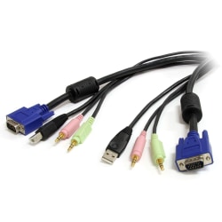 StarTech.com 10 ft 4-in-1 USB VGA KVM Cable with Audio and Microphone - Connect high resolution VGA video, USB, audio and microphone all in one cable - kvm cable - usb kvm cable - kvm switch cable -vga kvm cable