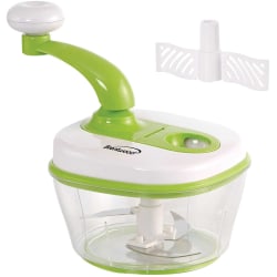 Brentwood Food Processor With 8-Cup Storage Container, Stainless Steel Blades and Paddle Mixer, Green/White