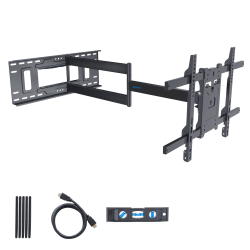 Mount-It! Full Motion TV Wall Mount With Extra Long Extension For Screen Sizes 40" To 80", 4"H x 12-3/4"W x 33"D, Black