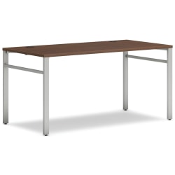 HON® Mod Table Desk With U-Legs, 29"H x 60"W x 30"D, Silver/Sepia Walnut