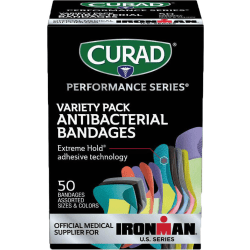 CURAD® Performance Series Extreme Hold Antibacterial Adhesive Bandages Variety Pack, Assorted Sizes
