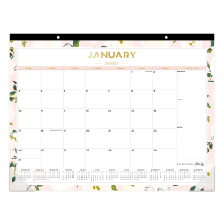 2027 Blue Sky Coming Up Roses Blush Monthly Desk Pad Planning Calendar, 22x17, 0%, Coming Up Roses Blush, Jan-Dec, RY27