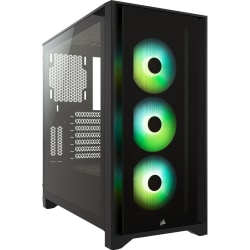 Corsair iCUE 4000X Computer Case - Midi Tower - Black - Tempered Glass, Steel, Plastic - 4 x Bay - 0 - ATX Motherboard Supported - 6 x Fan(s) Supported - 2 x Internal 3.5" Bay - 2 x Internal 2.5" Bay - 9x Slot(s)