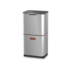 Joseph Joseph Totem 60-Liter Dual Recycling And Waste Bin, Silver