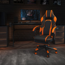 Flash Furniture X40 Gaming Chair With Fully Reclining Back And Arms, Black/Orange