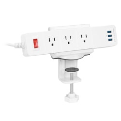 Mount-It MI-7281 Surge Protector Power Strip And Mount, 5"H x 4"W x 2"D, White