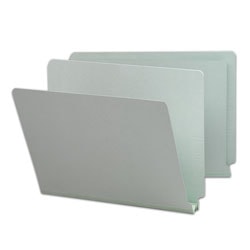 Smead® Extra-Strength Pressboard End-Tab Folders, Straight Cut, Legal Size, 100% Recycled, Gray/Green, Pack Of 25