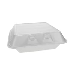 Pactiv Evergreen SmartLock® Foam Hinged Lid Containers, Large, 3-1/4"H x 9"W x 9-3/16"D, White, Carton Of 150 Containers