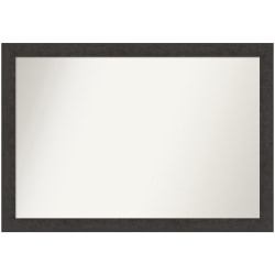 Amanti Art Narrow Non-Beveled Rectangle Framed Bathroom Wall Mirror, 27-1/2" x 39-1/2", Rustic Plank Espresso