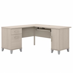 Bush® Furniture Somerset 60"W L-Shaped Desk With Storage, Sand Oak, Standard Delivery