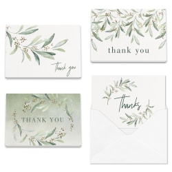 Thank You Card Assortment "Fresh Greenery" With Envelopes, 4-7/8" x 3-1/2", Pack of 24