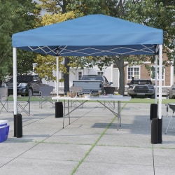 Flash Furniture 10'x10' Pop Up Canopy Tent with Wheeled Case and 6-Foot Bi-Fold Folding Table with Carrying Handle - Tailgate Tent Set, Blue